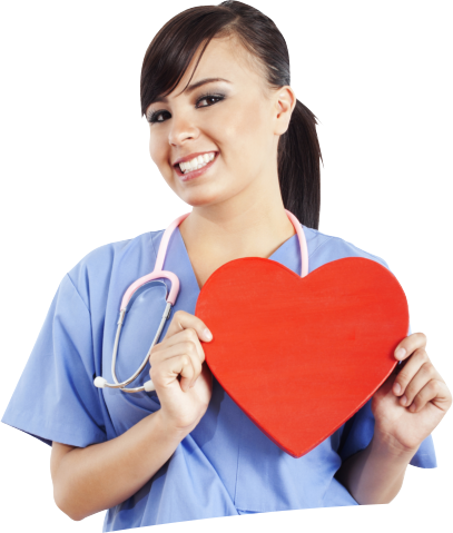 caregiver holding a heart figure