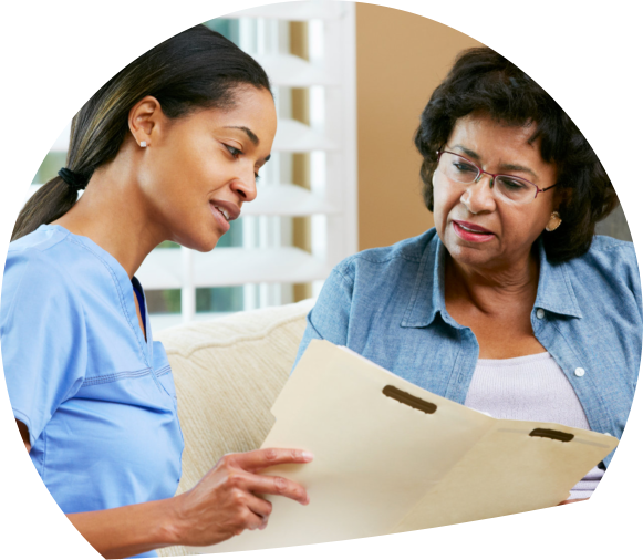 caregiver holding a checklist